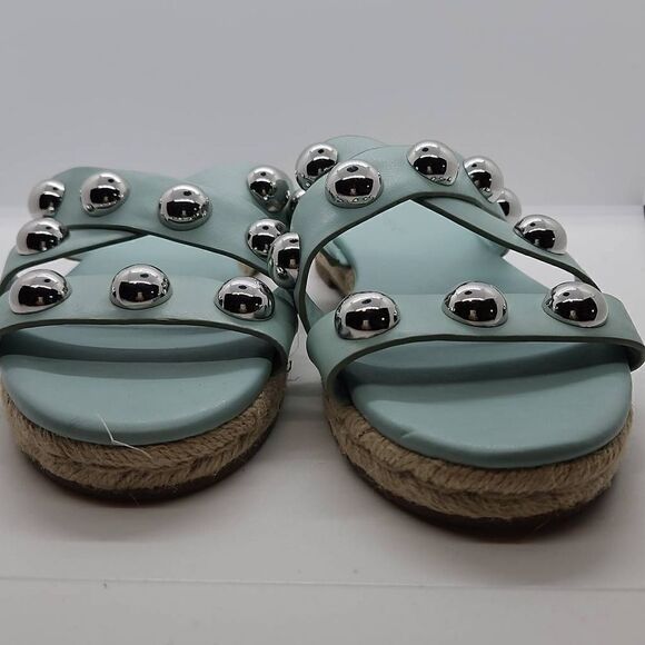 Prisca Sandal Marc Fisher Women Slip On Studded Espadrille Blue Size 8.5 - Picture 5 of 8